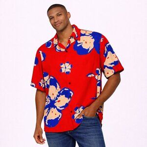 Rumours red Hawaiian shirt island vacation summer button down shirt Size: 2X